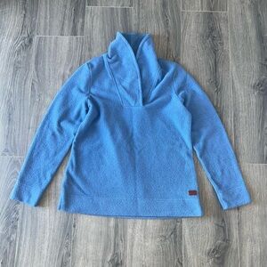 L.L. Bean Sweater Shall Collared Fleece Womans Coastal Blue Size S